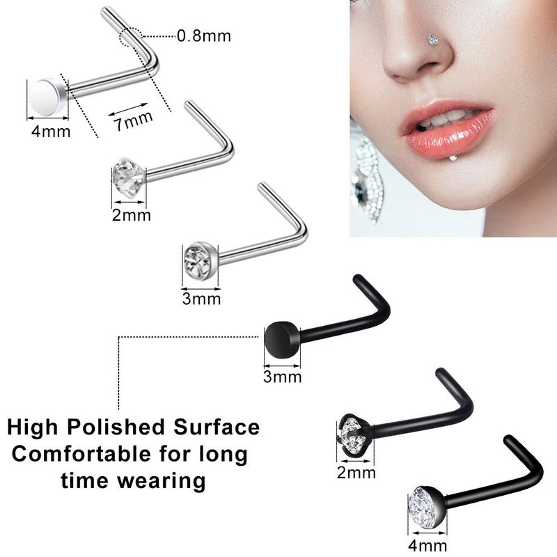 ONESING 24 Pcs Nose Rings for Women & Men - 20G Nose Hoop Rings & Studs - 316L Stainless Steel - Image 4
